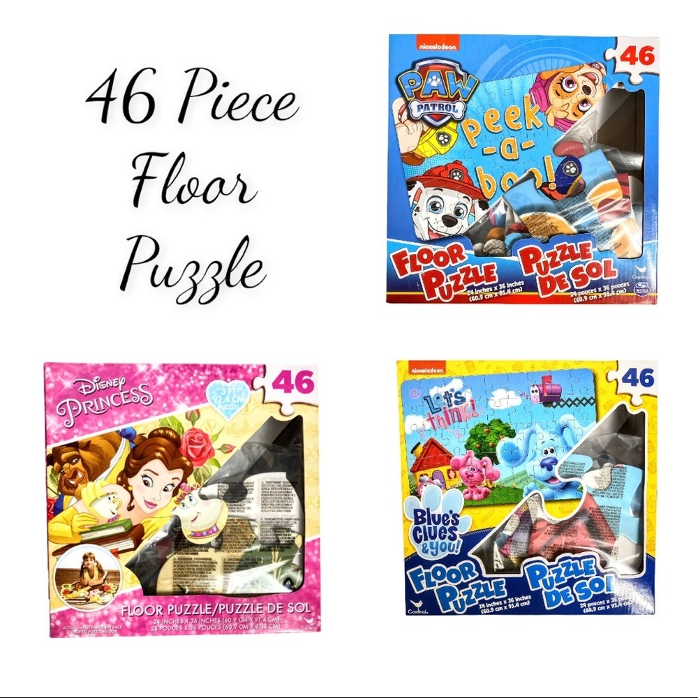 NIB 46 Piece 24” x 36” Floor Puzzle, Disney Princesses, Paw Patrol OR Blues Clue